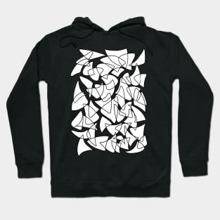 Abstract Overlapping Shapes, Drawing, Black on White Hoodie